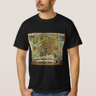 Antique Street Map of Amsterdam, Netherlands T-Shirt