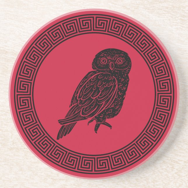 Antique Style Ancient Greek Owl Coaster (Front)