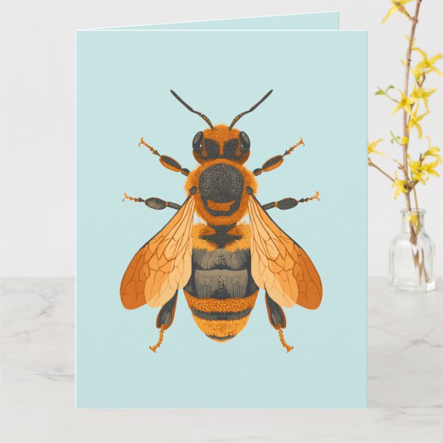 Antique Style Bumble Bee – Vintage Inspired Card (Yellow Flower)