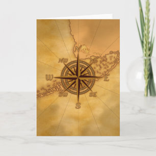 Antique Style Compass Rose Card