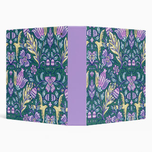 Antique Style Flowers and Birds Pattern Binder