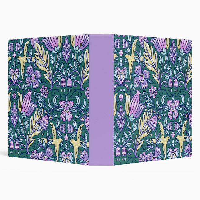 Antique Style Flowers and Birds Pattern Binder (Background)