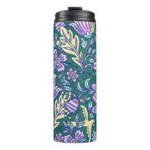 Antique Style Flowers and Birds Pattern Thermal Tumbler