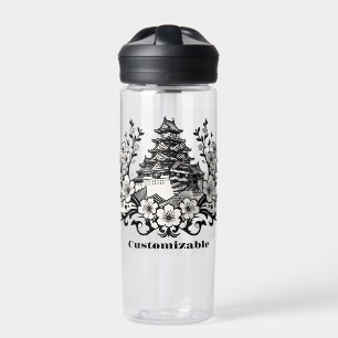 Antique Style Japanese Castle Sakura Personalized Water Bottle