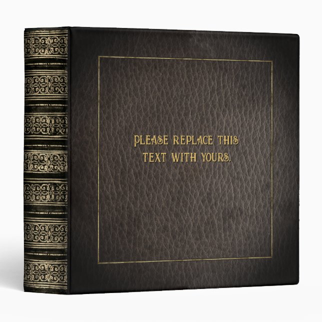 Antique style "Leather Look" Binder with your text (Front/Spine)