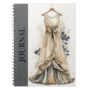 Antique Style Little Black Dress Planner LBD Beige Notebook