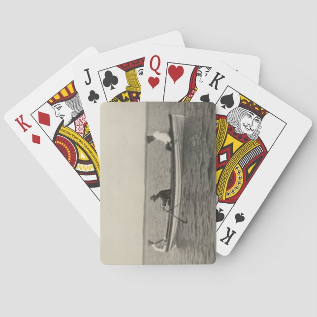 Antique Style Old Friends Boating Playing Cards (Back)