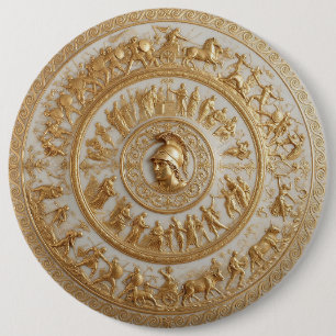 Antique Style Porcelain Achilles Shield 6 Inch Round Button