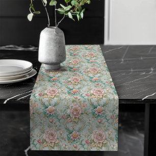 Antique-Style Rococo Table Runner Ornate Floral