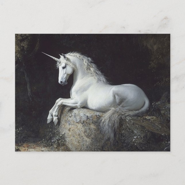 Antique Style Unicorn Painting Postcard (Front)