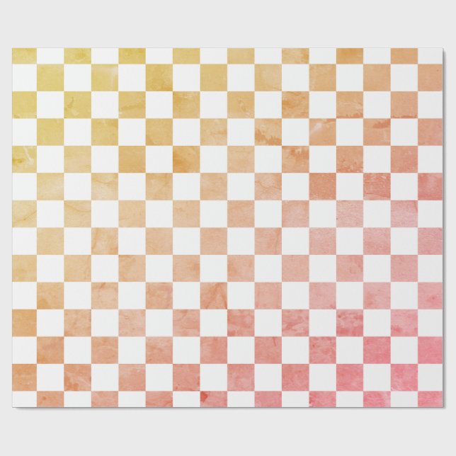 Antique Style White Orange and Pink Chequerboard  Wrapping Paper (Flat)