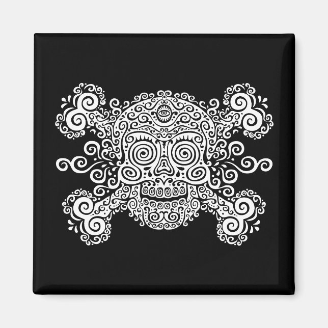 Antique Sugar Skull Magnet (Front)