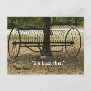 antique sulky hay rake postcard 2- customize