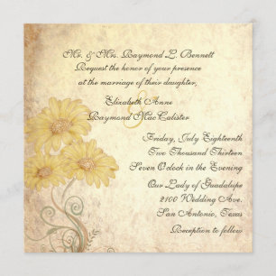 Antique Sunflowers Reproduction Wedding Invitation