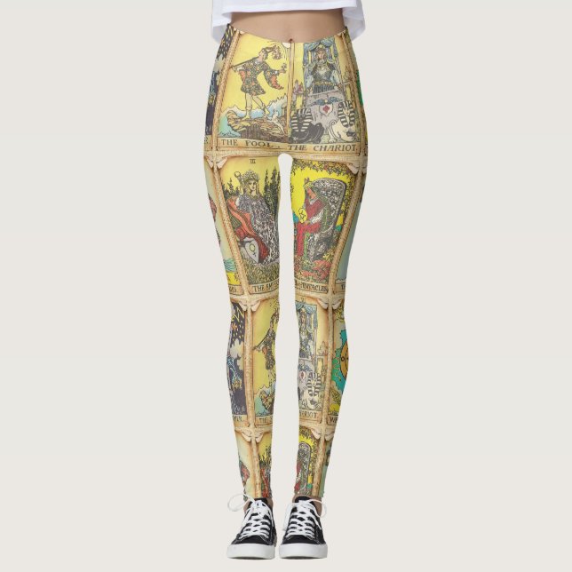 Antique Tarot Card Leggings – Cool (Front)