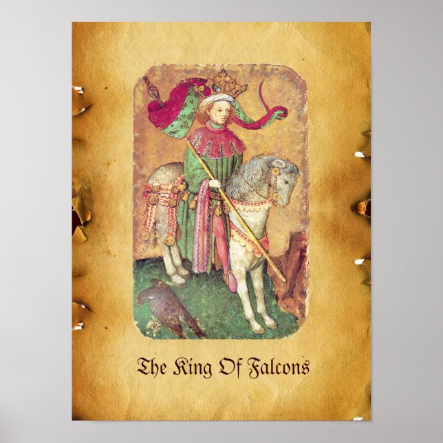 Antique Tarots /German Court Cards/King of Falcons Poster (Front)