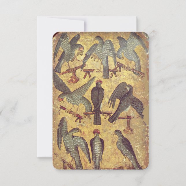 Antique Tarots /German Court Cards,Nine of Falcons (Front)