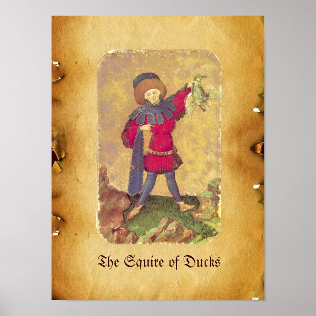 Antique Tarots /German Court Cards/Squire of Ducks Poster (Front)