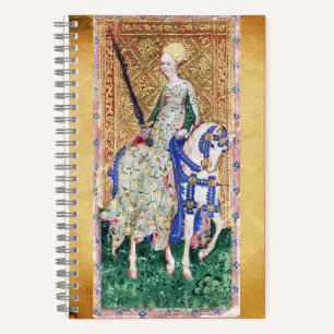ANTIQUE TAROTS,KNIGHT AND MAID OF SWORDS NOTEBOOK