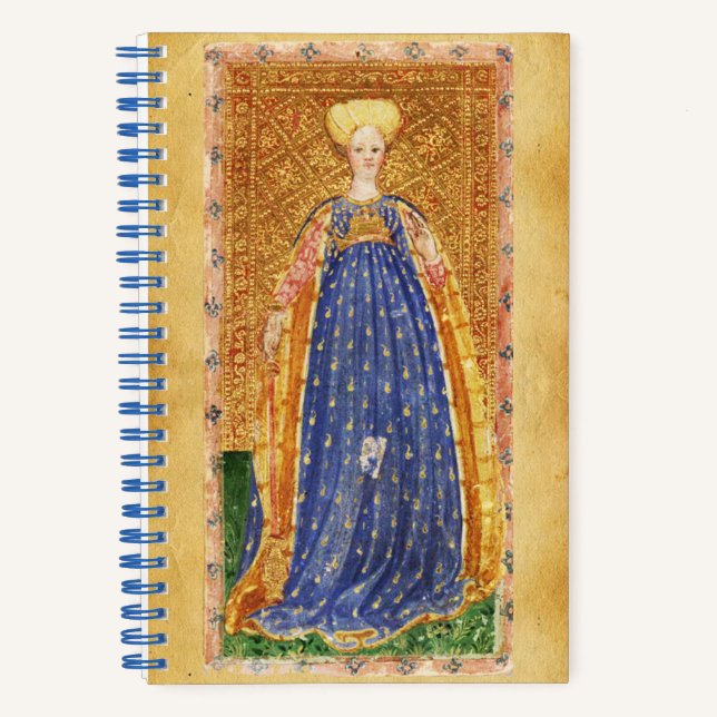 ANTIQUE TAROTS/ MAID AND PAGE OF WANDS Parchment Notebook (Front)