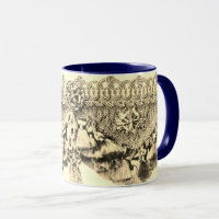 Antique tassel and lace pattern gold cream
