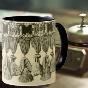 Antique tassel lace tribal pattern victorian gold  mug