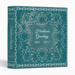 Antique Teal Genealogy Family Tree Binder Album