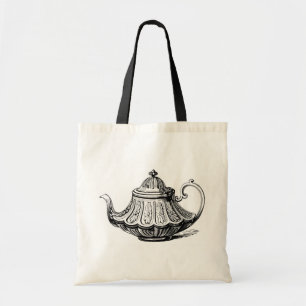 Antique Teapot Illustration Tote Bag