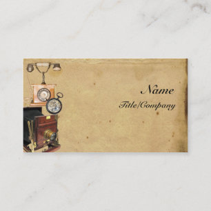 Antique Telephone, Compass, and Camera Business Card