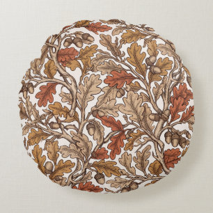 Antique Terracotta Oak Acorns Round Pillow