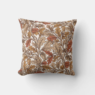 Antique Terracotta Oak Acorns Throw Pillow