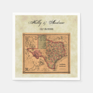 * Antique Texas Map #1, Distressed BG #3 Napkin
