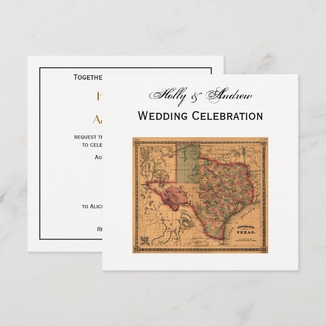 * Antique Texas Map #1 Invitation (Front/Back)