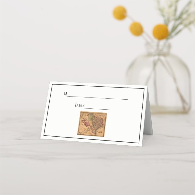 Antique Texas Map #1 Place Card (Back)
