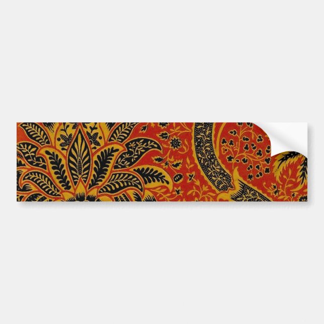 Antique Textile Carpet Red Wallpaper Pattern Bumper Sticker (Front)