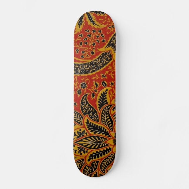 Antique Textile Carpet Red Wallpaper Pattern Skateboard (Front)