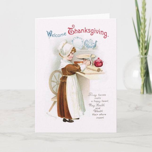 Antique Thanksgiving Pumpkin Pie Greeting Card (Front)