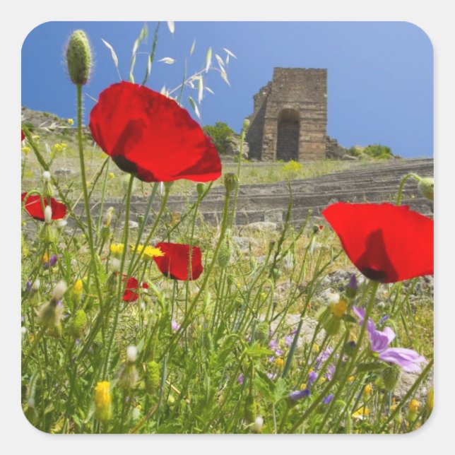 Antique theatre in Acropolis of Pergamon Square Sticker (Front)