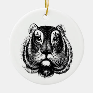 Antique Tiger Cat Ceramic Ornament