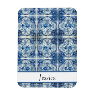 Antique Tiles in Delft Blue customizable Magnet