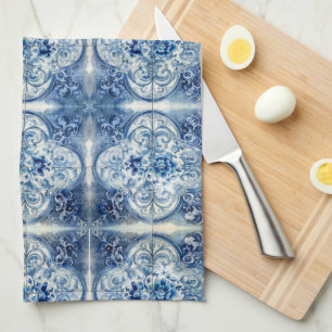 Antique Tiles in Delft Blue  Kitchen Towel