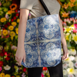 Antique Tiles in Delft Blue Tote Bag