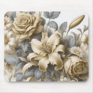 Antique Tinge Yellow Floral Perfection Mouse Pad
