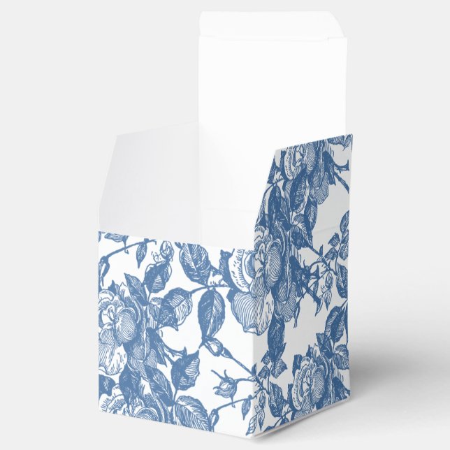 Antique Toile Blue Rose Inspired Favor Box (Opened)