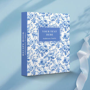Antique Toile Blue Roses Floral Memory Album Binde Binder