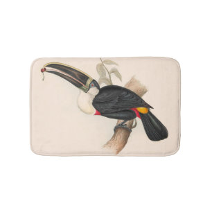 Antique Toucan Bird Wildlife Painting Bath Mat