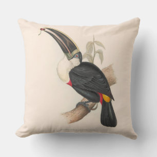 Antique Toucan Bird Wildlife Painting Outdoor Pillow