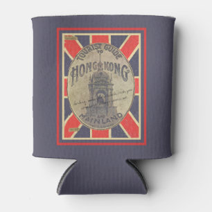 Antique Tourist Guide to Hong Kong with Union Jack Can Cooler