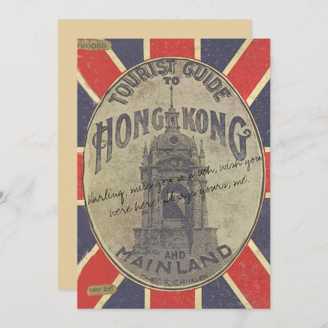 Antique Tourist Guide to Hong Kong with Union Jack Card (Front/Back)