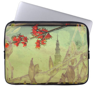 Antique Tower, Magnolia and Maple Flower Phone Laptop Sleeve
